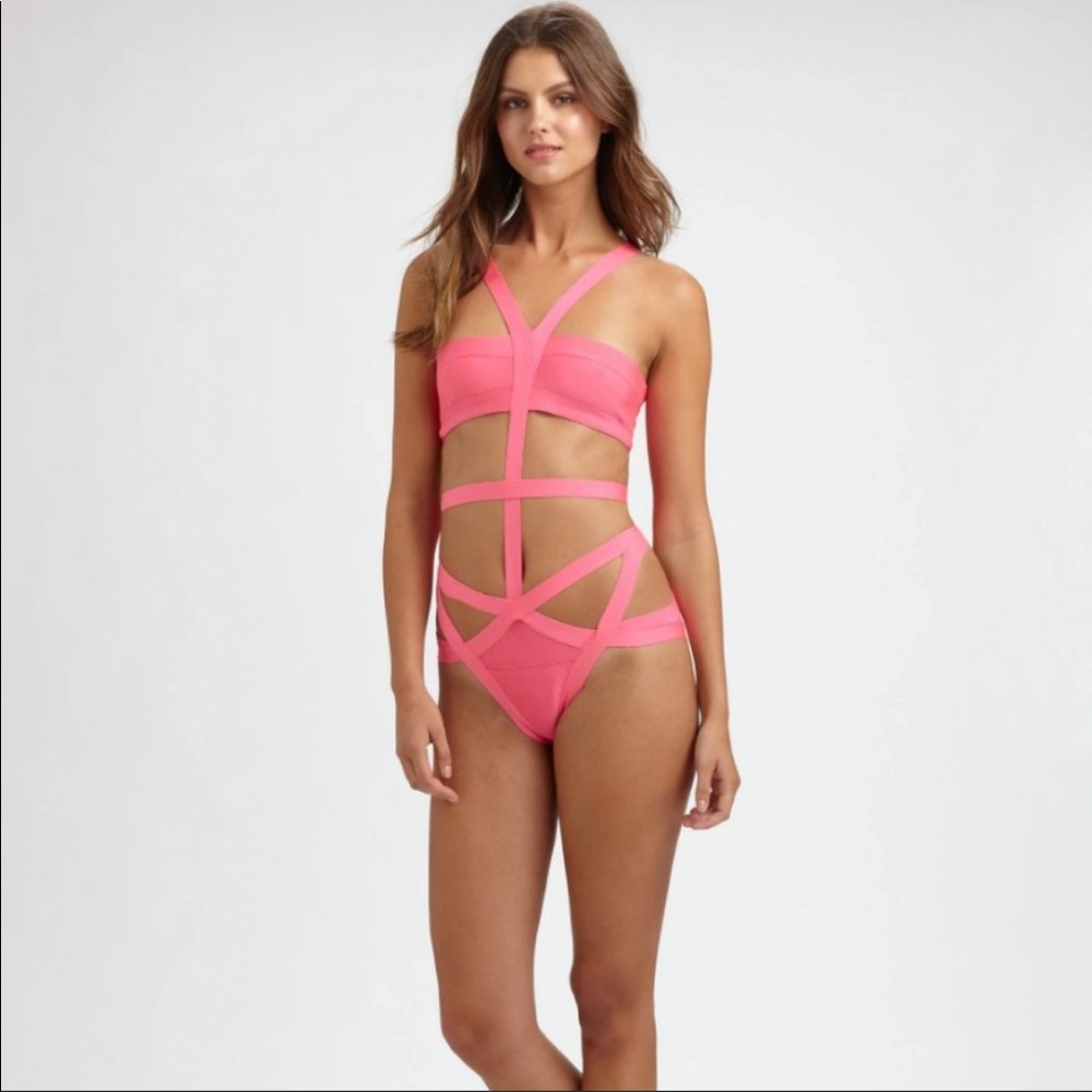 Herve Leger Cut-Out One Piece Swimsuit